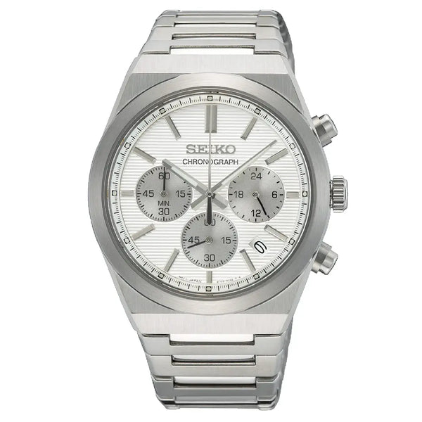 Seiko Classic SSB451P1 Chronograph Quartz White Dial 40mm Stainless Steel Men's Watch