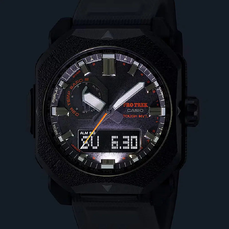 Casio Pro Trek Climber Line Bonfire PRW-6900BF-1 Black Textured Dial 44.8mm Resin Strap Men's Watch detail view