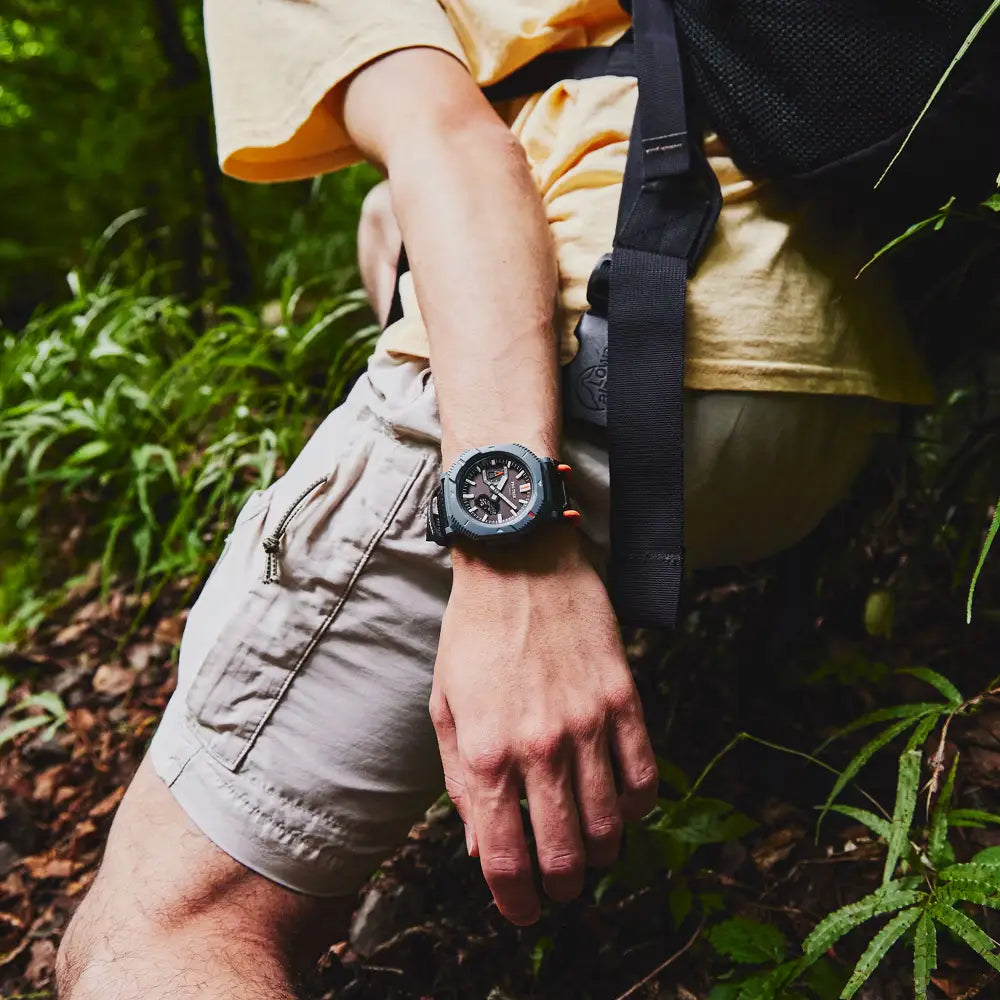 Casio ProTrek PRJ-B001B-2DR Analog-Digital Solar Bluetooth "Rotary Guard" Dusty Blue Dial Cloth Bungee Strap Men's Watch