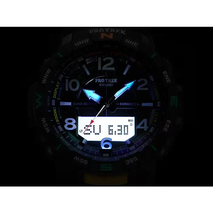 Casio Pro Trek Quad Sensor Analog Digital PRT-B50-1E Black Dial 50.8mm Resin Strap Men's Watch detail view