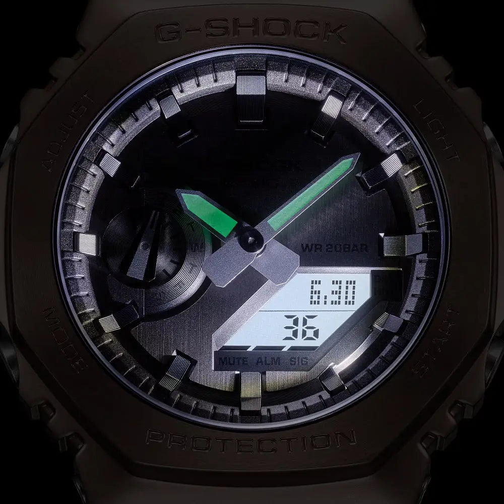 Casio G-Shock CasiOak Midnight Fog Analog Digital GM-2100MF-5A Brown Dial 44.4mm Resin Strap Men's Watch