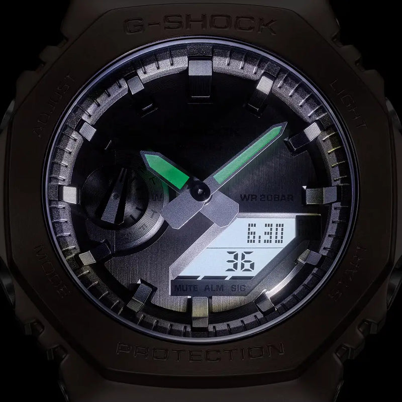 Casio G-Shock CasiOak Midnight Fog Analog Digital GM-2100MF-5A Brown Dial 44.4mm Resin Strap Men's Watch detail view