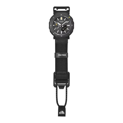Casio ProTrek PRJ-B001B-1D Analog-Digital Solar Bluetooth "Rotary Guard" Black Dial Cloth Bungee Strap Men's Watch