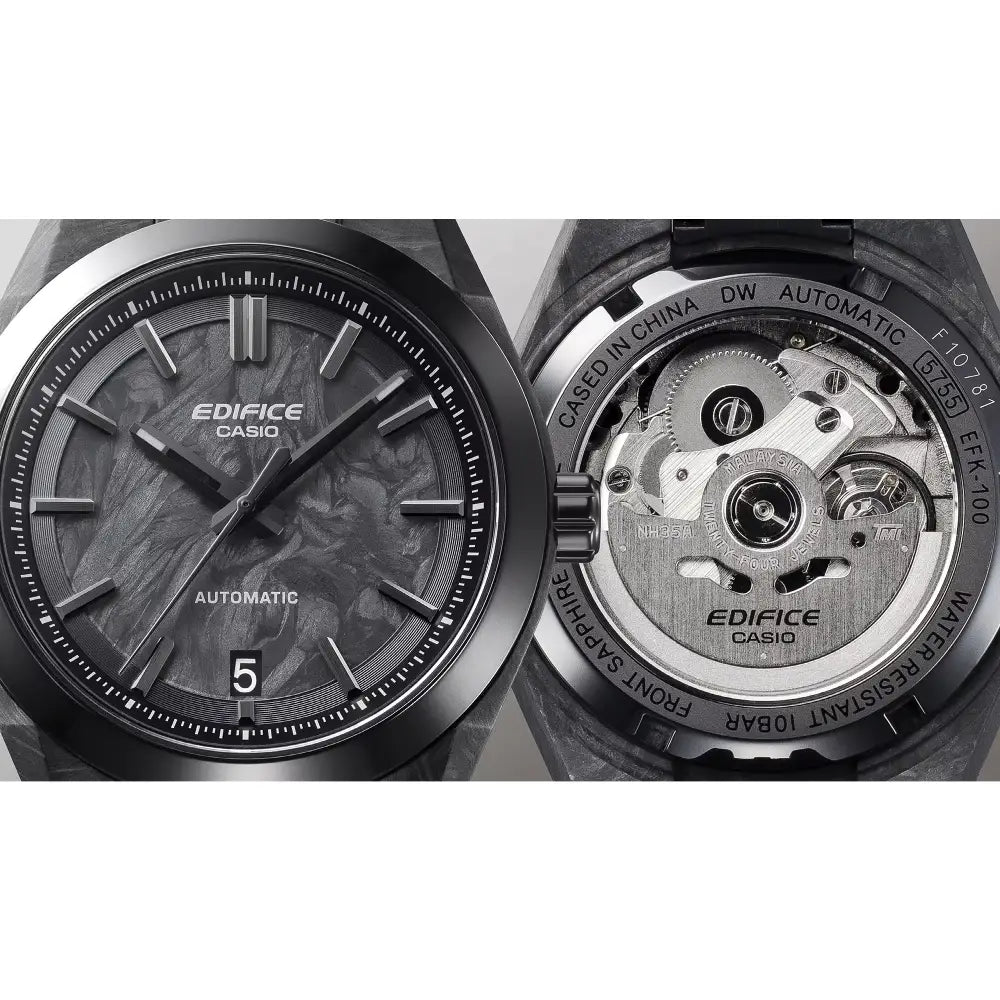 Casio Edifice Forged Carbon EFK-100XPB-1AJF Automatic Black Dial 40mm Resin Strap Men's Watch