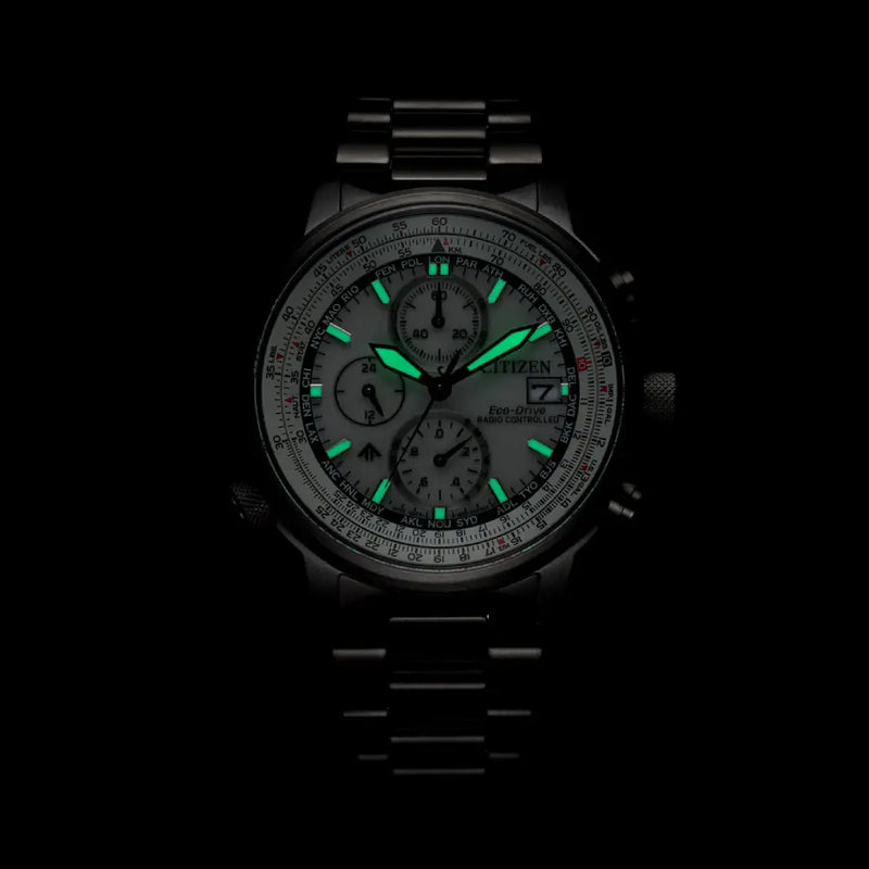 Citizen Eco-Drive AT8304-57A Promaster Navihawk A-T Silver Dial 41mm Stainless Steel Men's Watch detail view
