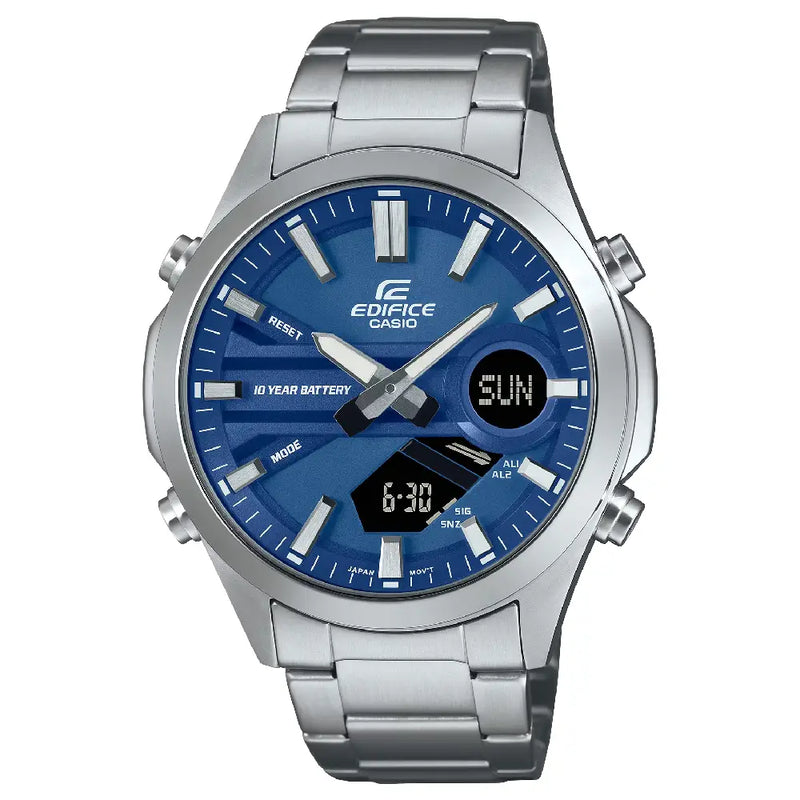 Casio Edifice EFV-C120D-2ADF Analog-Digital Telememo Blue Dial 45.5mm Stainless Steel Men's Watch
