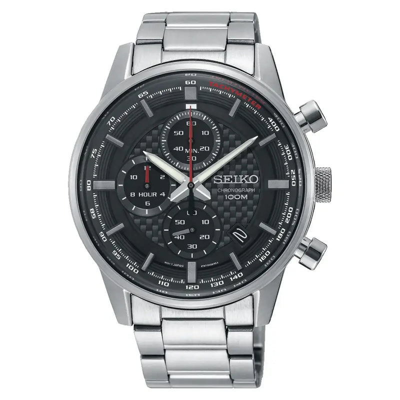 Seiko Neo Sports SSB313P1 "Carbon Pattern" Black Dial 42.7mm Stainless Steel Men's Watch
