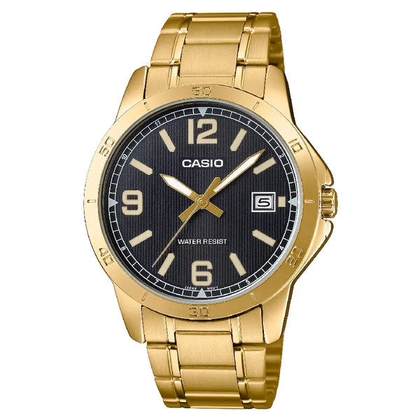 Casio Enticer MTP-V004G-1BUDF Date Analog Black Dial Stainless Steel Men's Watch