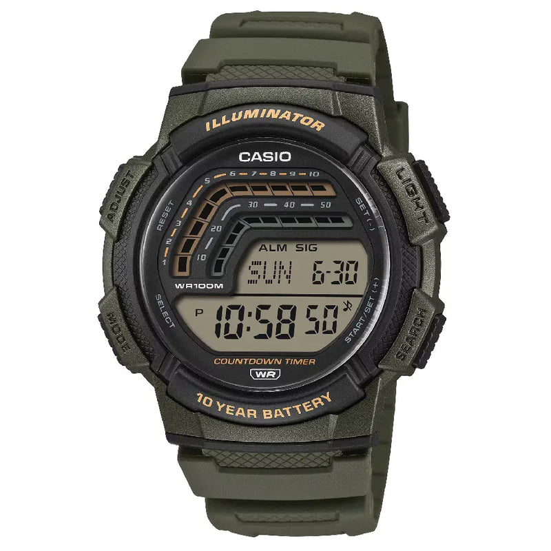 Casio Digital Tide Graph Moon Phase WS-1800-3AV Digital Display 51.3mm Resin Strap Men's Watch