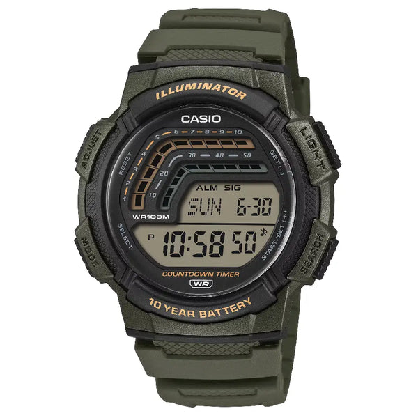 Casio Digital Tide Graph Moon Phase WS-1800-3AV Digital Display 51.3mm Resin Strap Men's Watch