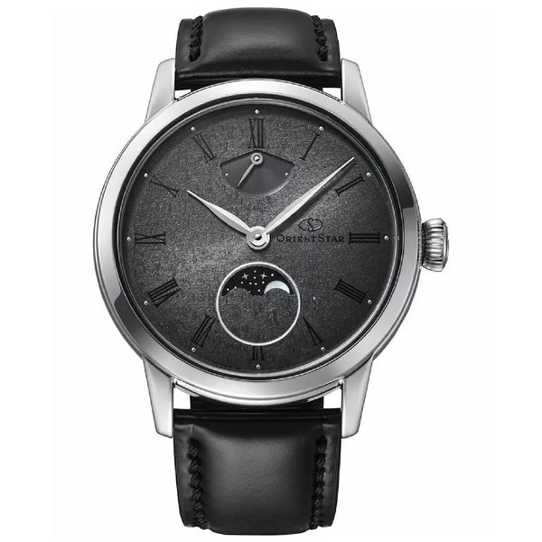 Orient Star M45 Classic Moon Phase Pleiades Hand-Wound RE-BW0005N00B Gray-Black Dial 39.5mm Leather Strap Men's Watch