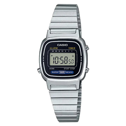 Casio Vintage Digital LA670WA-1DF Grey Dial Stainless Steel Women's Watch