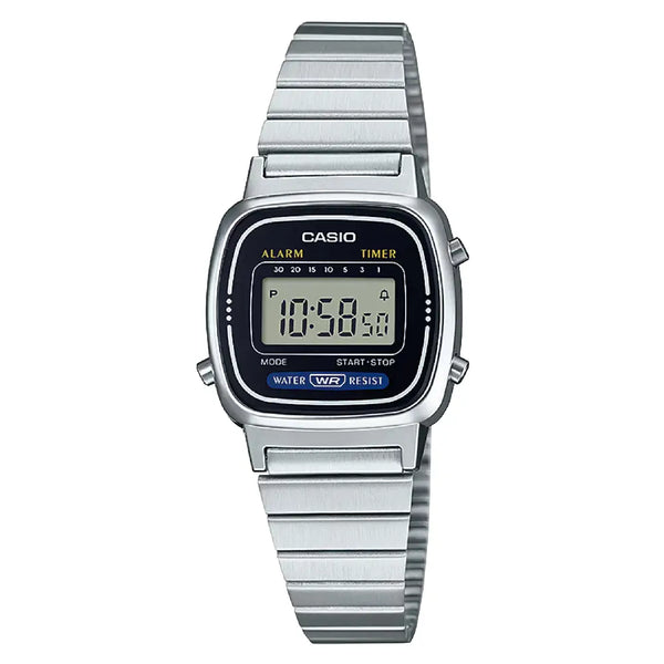 Casio Vintage Digital LA670WA-1DF Grey Dial Stainless Steel Women's Watch