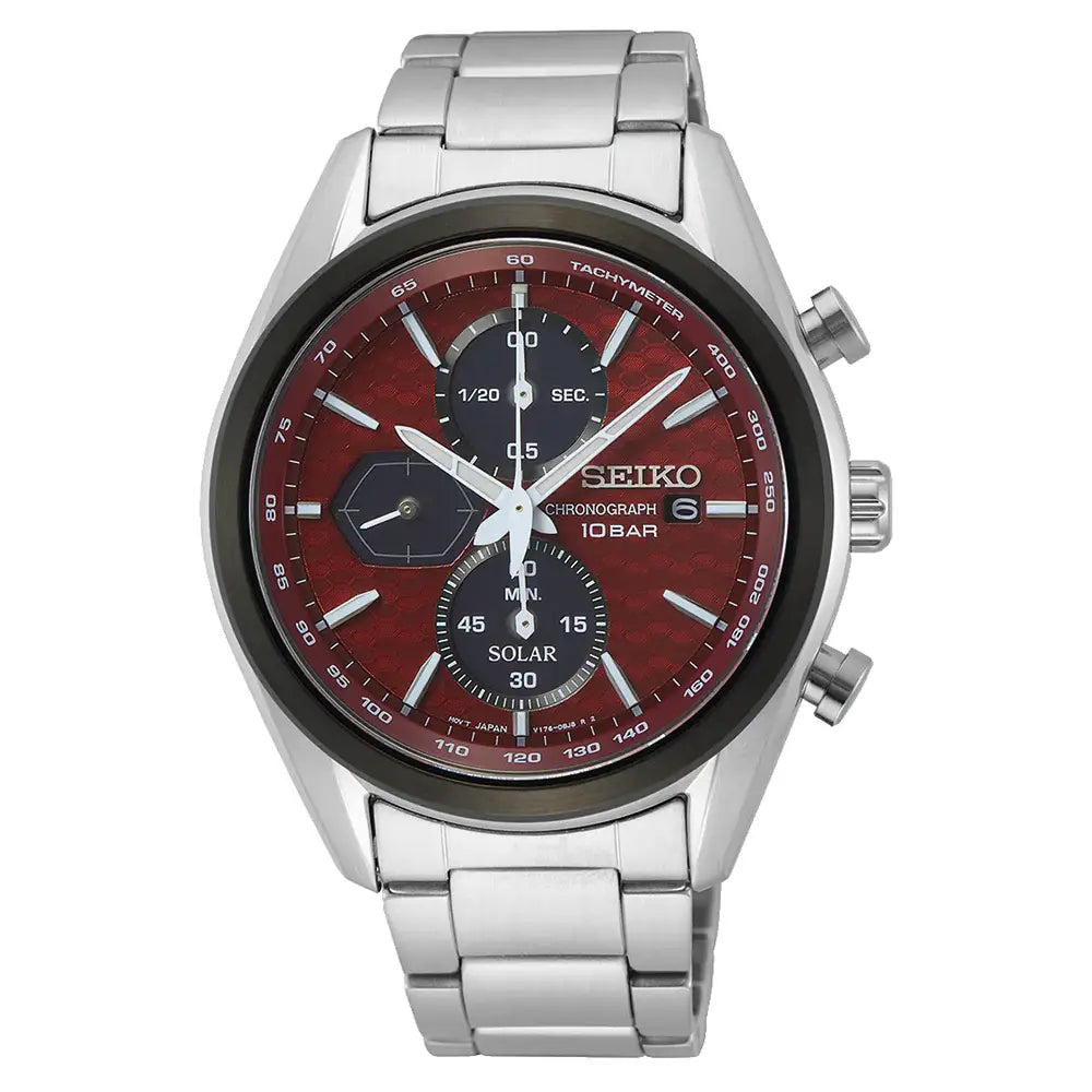 Seiko Macchina Sportiva SSC771P1 Red Dial 41.4mm Stainless Steel Men's Watch