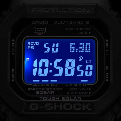 Casio G Shock GW-M5610U-1B Digital Tough Solar Multi-Band 6 Black Digital Dial Resin Strap Men's Watch