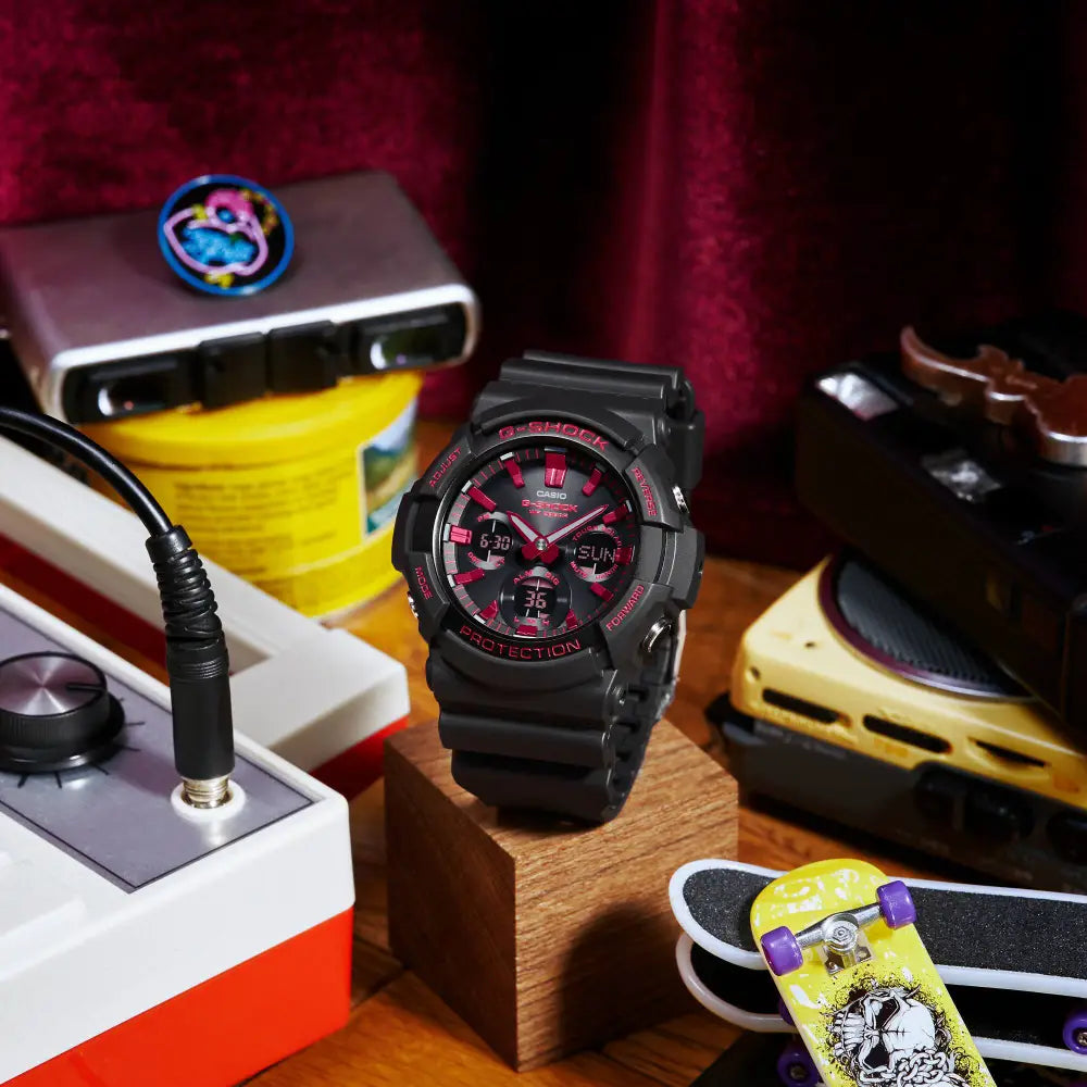 Casio G-Shock GAS-100BNR-1ADR Ignite Red Tough Solar Black Dial 52mm Resin Strap Men's Watch