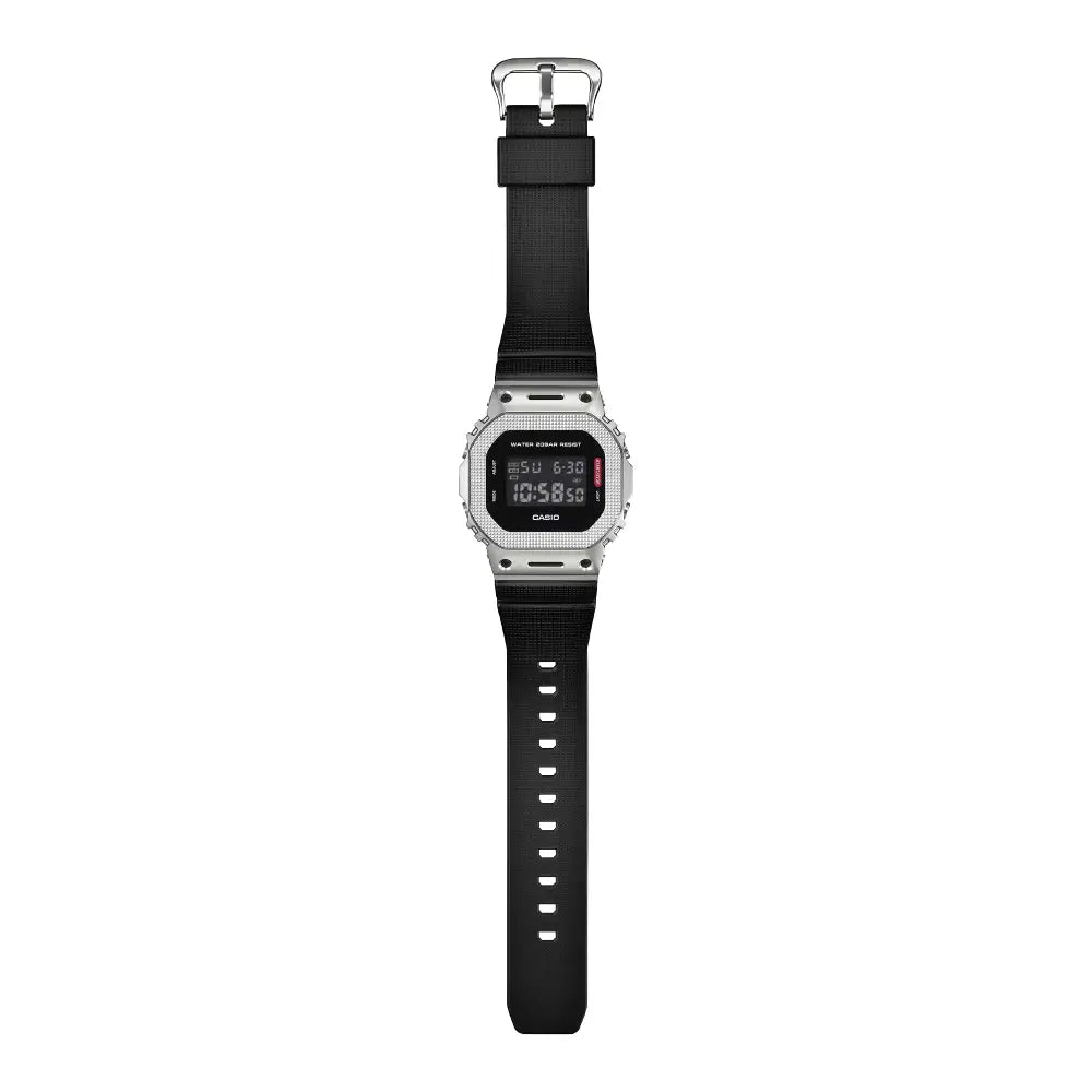 Casio G-Shock "Modern Industrial" Metal Covered GM-5600M-1PR Silver Digital Display 43.2mm Resin Strap Unisex Watch