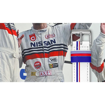 Casio Edifice Limited Edition "NISMO Heritage" ECB-S10NIS-7 Analog-Digital Bluetooth White Dial 43mm Leather Strap Men's Watch
