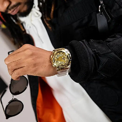 Casio G-Shock "Skeleton Gold" Metal Covered GM-110SG-9A Gold Dial 48.8mm Resin Strap Men's Watch