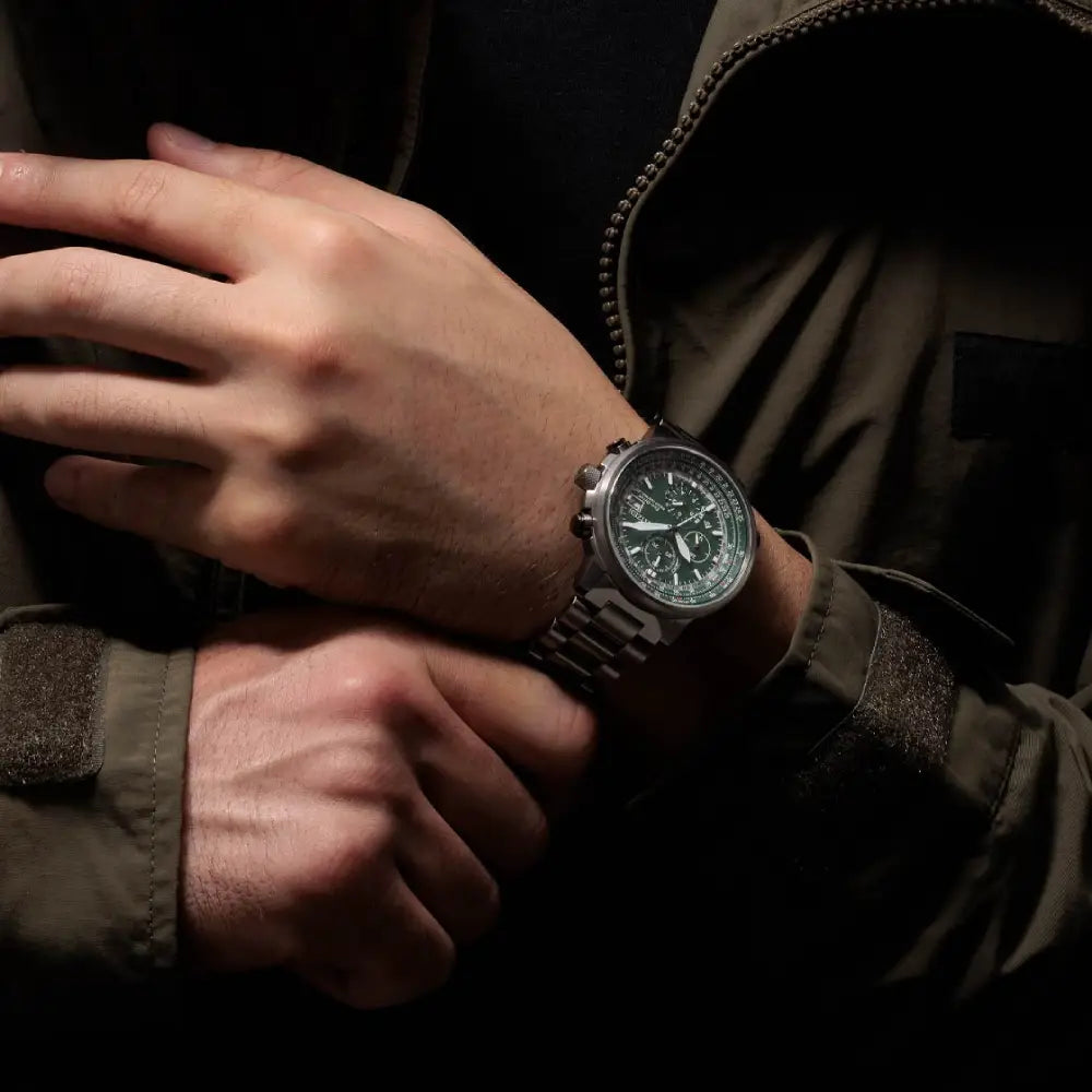 Citizen Promaster Sky Navihawk A-T AT8304-57W Green Dial 41mm Grey Stainless Steel Men's Watch