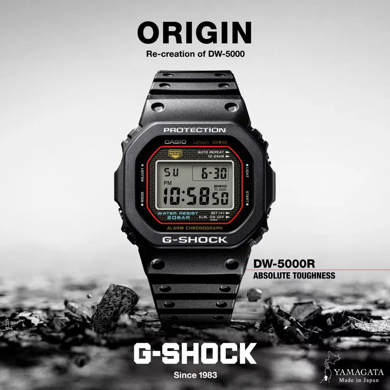 Casio G-Shock The Origin Digital DW-5000R-1A Black Digital Dial 43mm Resin Strap Men's Watch detail view