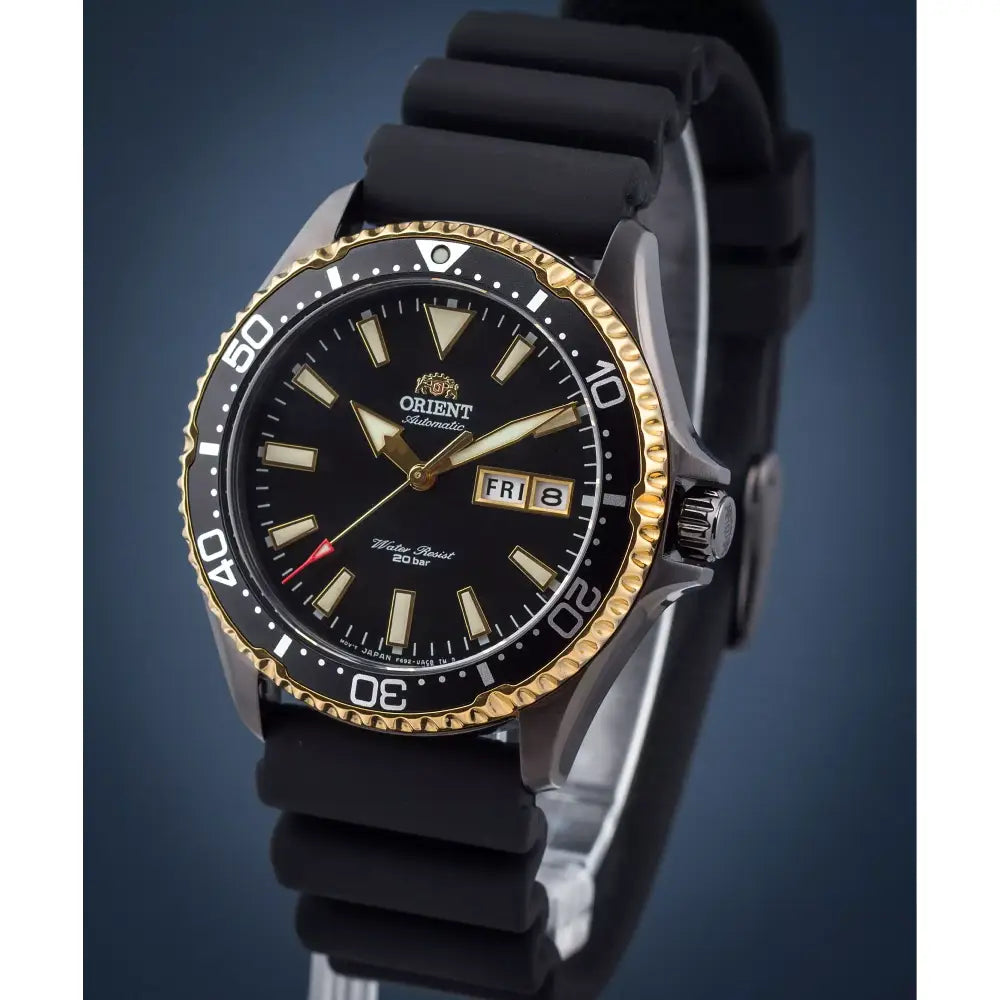 Orient Kamasu Mako III RA-AA0005 Black & Gold PVD 41.8mm Rubber Strap Men's Watch