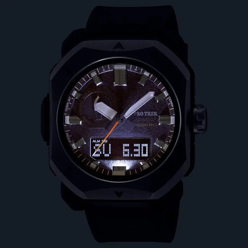 Casio Pro Trek PRW-6900Y-1PR "Bushcraft" Solar Triple Sensor Grey Dial Resin Strap Men's Watch detail view