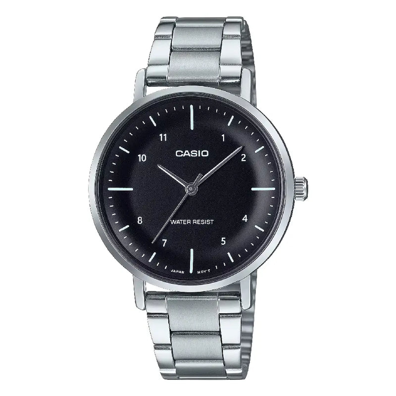 Casio Enticer Ladies Analog LTP-VT03D-1BDF Black Dial Stainless Steel Women's Watch