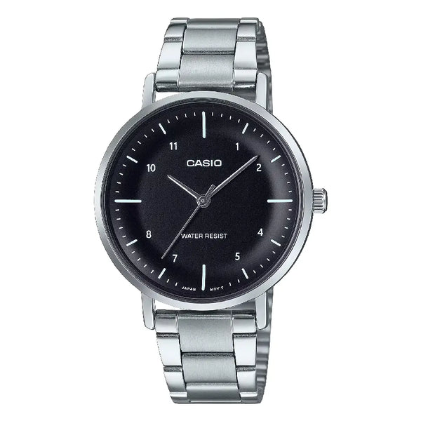 Casio Enticer Ladies Analog LTP-VT03D-1BDF Black Dial Stainless Steel Women's Watch