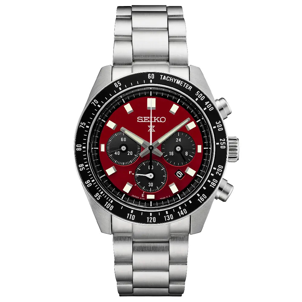 Seiko Prospex Speedtimer SSC927P1 Solar Chronograph Red Dial 41.4mm Stainless Steel Men's Watch
