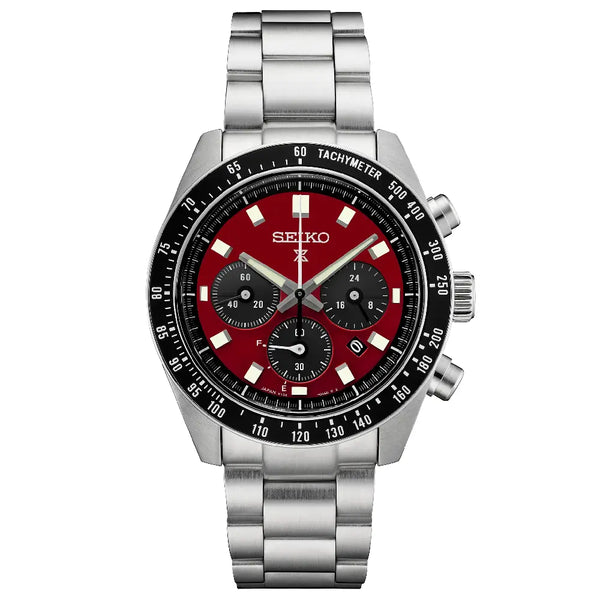 Seiko Prospex Speedtimer SSC927P1 Solar Chronograph Red Dial 41.4mm Stainless Steel Men's Watch