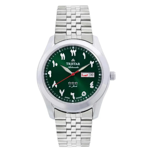Tristar Classic Automatic BA33GMSSM03 Green Arabic Dial Stainless Steel Men's Watch