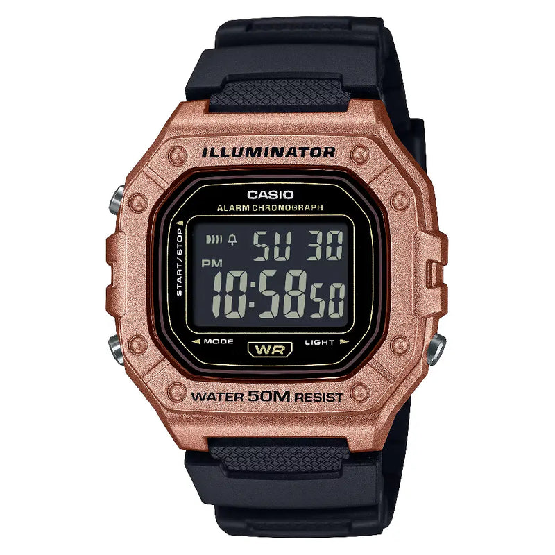Casio Digital W-218HM-5BVDF Black Display Dial Resin Strap Men's Watch