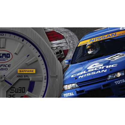 Casio Edifice Limited Edition "NISMO Heritage" ECB-S10NIS-7 Analog-Digital Bluetooth White Dial 43mm Leather Strap Men's Watch