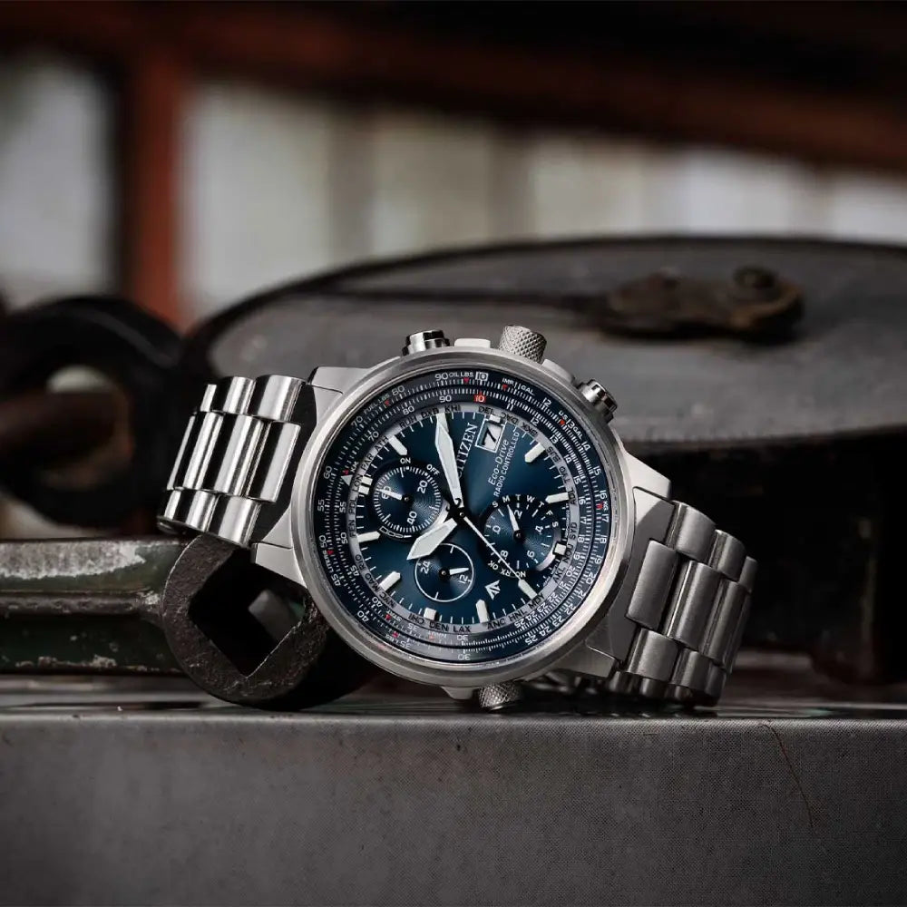 Citizen Eco-Drive AT8300-58L Promaster Sky Radio-Controlled Pilot Blue Dial 41mm Stainless Steel Men's Watch