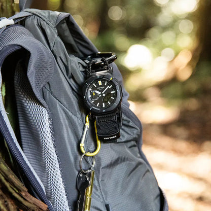 Casio ProTrek PRJ-B001B-1D Analog-Digital Solar Bluetooth "Rotary Guard" Black Dial Cloth Bungee Strap Men's Watch