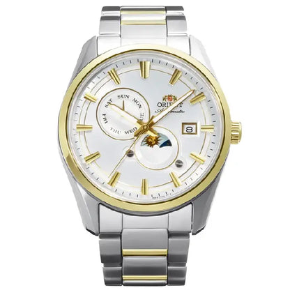 Orient Contemporary Sun And Moon Automatic RA-AK0312S White Dial Gold-Tone 41.5mm Stainless Steel Men's Watch