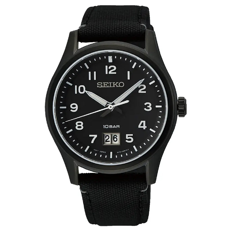 Seiko Conceptual SUR571P1 Quartz Black Dial 39.5mm Nylon Strap Men's Watch