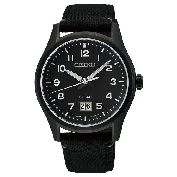 Seiko Conceptual SUR571P1 Quartz Black Dial 39.5mm Nylon Strap Men's Watch
