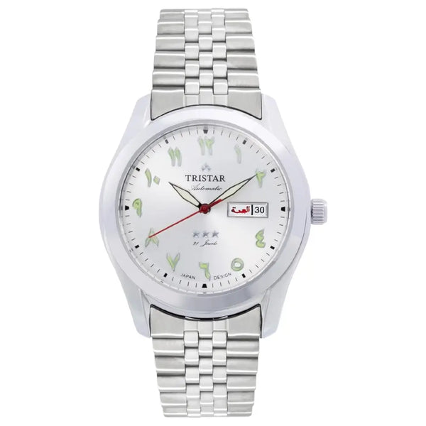 Tristar Classic Automatic BA23WMSSM03 Silver Day-Date Arabic Dial Stainless Steel Men's Watch