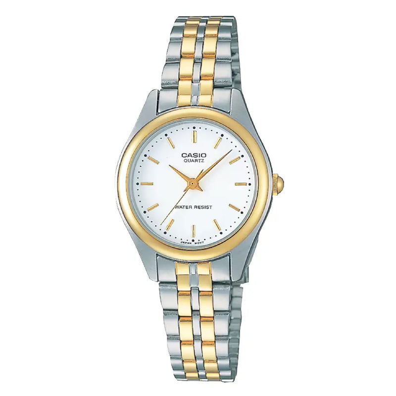 Casio Enticer Ladies Analog LTP-1129G-7AR White Dial Stainless Steel Women's Watch