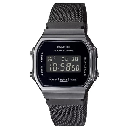 Casio Vintage Digital A168WEMB-1BDF Black Dial Stainless Steel Unisex Watch