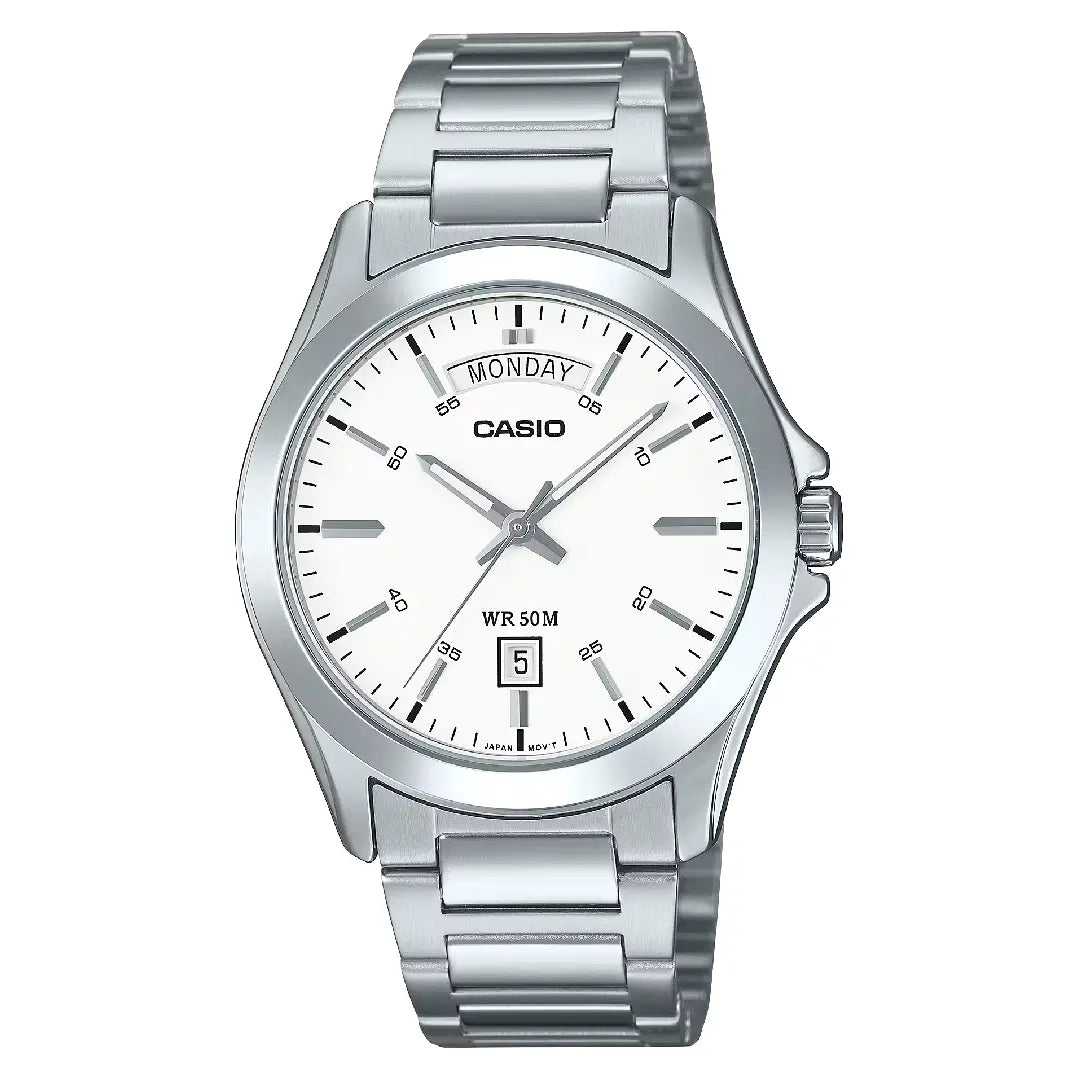 Casio Collection MTP-1370D-7A3VDF Analog White Dial Stainless Steel Men's Watch