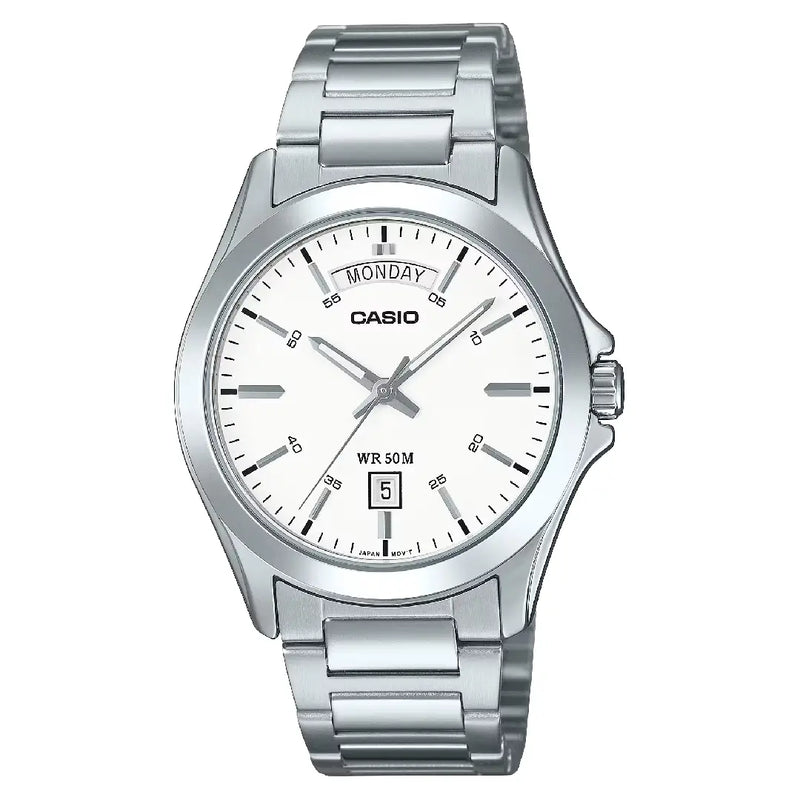 Casio Collection MTP-1370D-7A3VDF Analog White Dial Stainless Steel Men's Watch