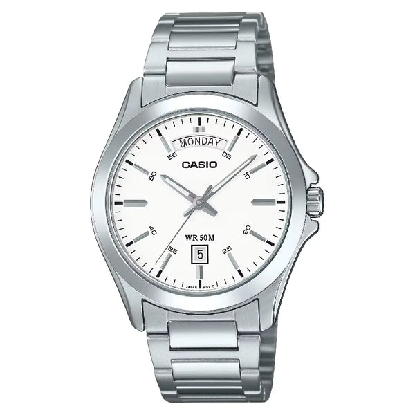 Casio Collection MTP-1370D-7A3VDF Analog White Dial Stainless Steel Men's Watch