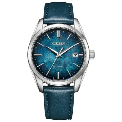 Citizen Collection Mechanical NB1060-12L Blue Silver Leaf Lacquer 38.2mm Leather Strap Men's Watch