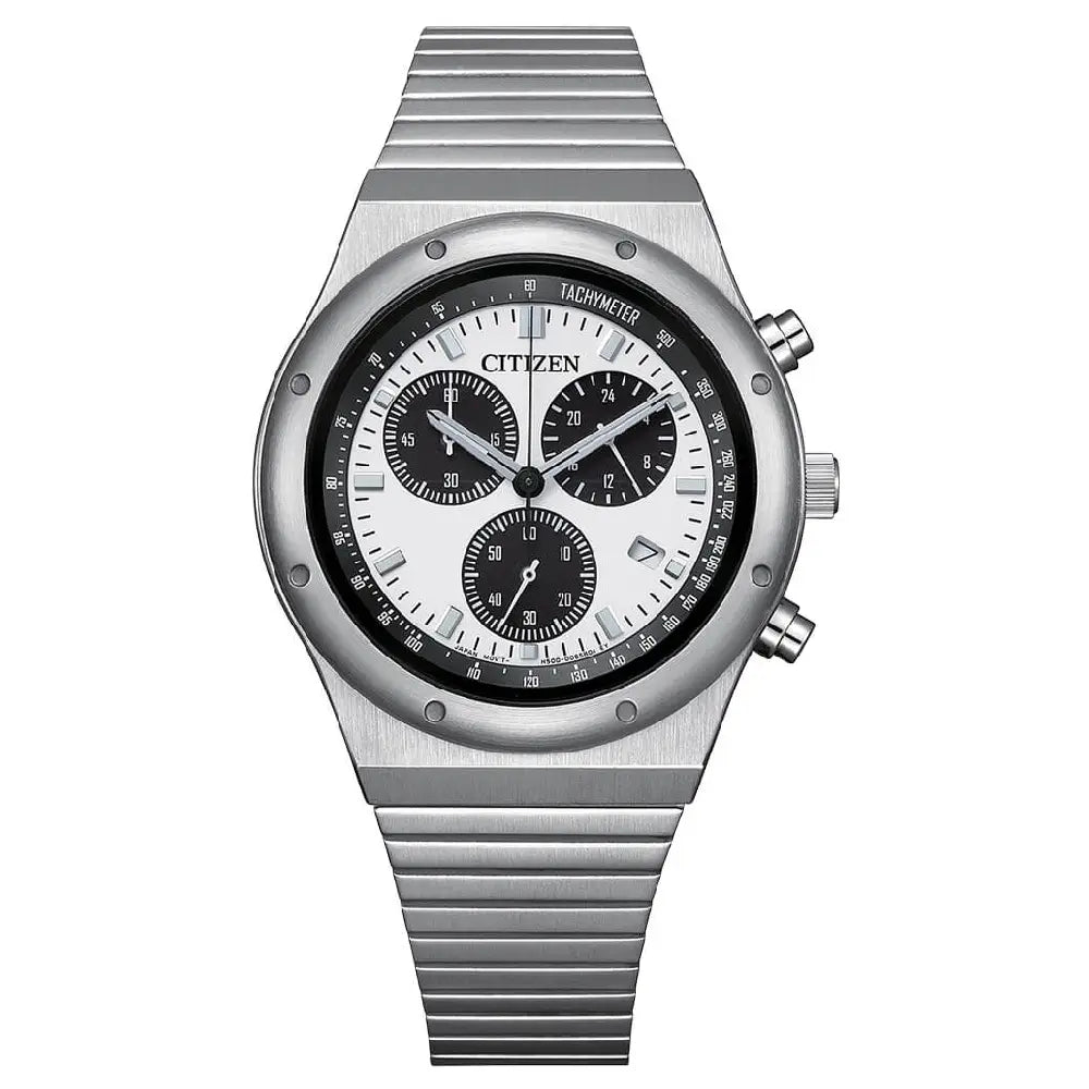 Citizen Eco-Drive AT2541-54A Chronograph White Dial 38mm Stainless Steel Men's Watch