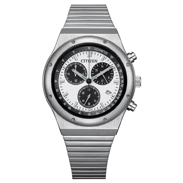 Citizen Eco-Drive AT2541-54A Chronograph White Dial 38mm Stainless Steel Men's Watch