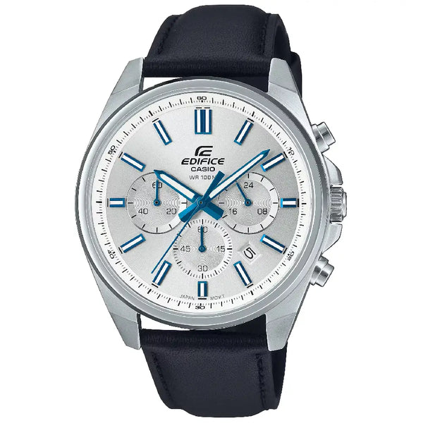 Casio Edifice EFV-650L-7AV Silver Dial 43.5mm Leather Men's Watch