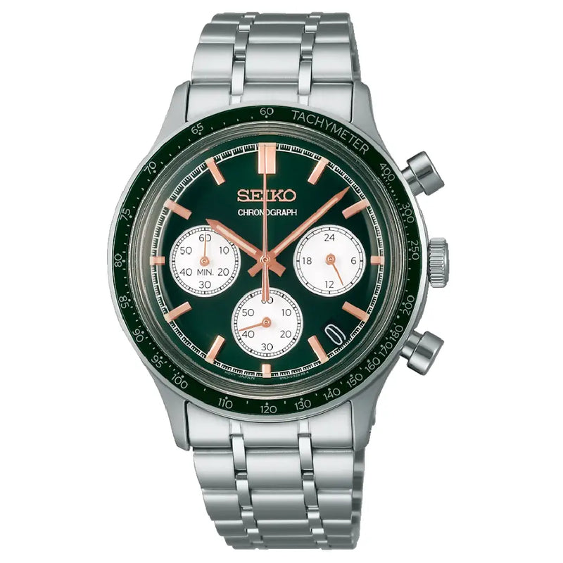 Seiko Essentials SSB481P1 Chronograph Quartz Green Dial Stainless Steel Men's Watch